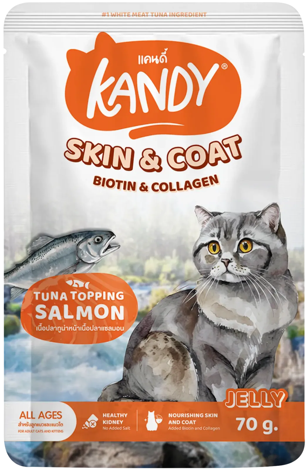 Kandy Skin & Coat Tuna Topping Salmon Jelly (Wet) 70g