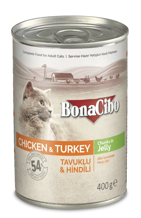 BONACIBO Chicken & Turkey Chunks in Jelly (Can) 400g