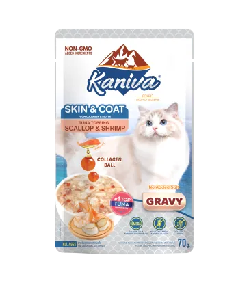 Kaniva Skin & Coat Tuna Topping Scallop & Shrimp Gravy (Wet) 70g