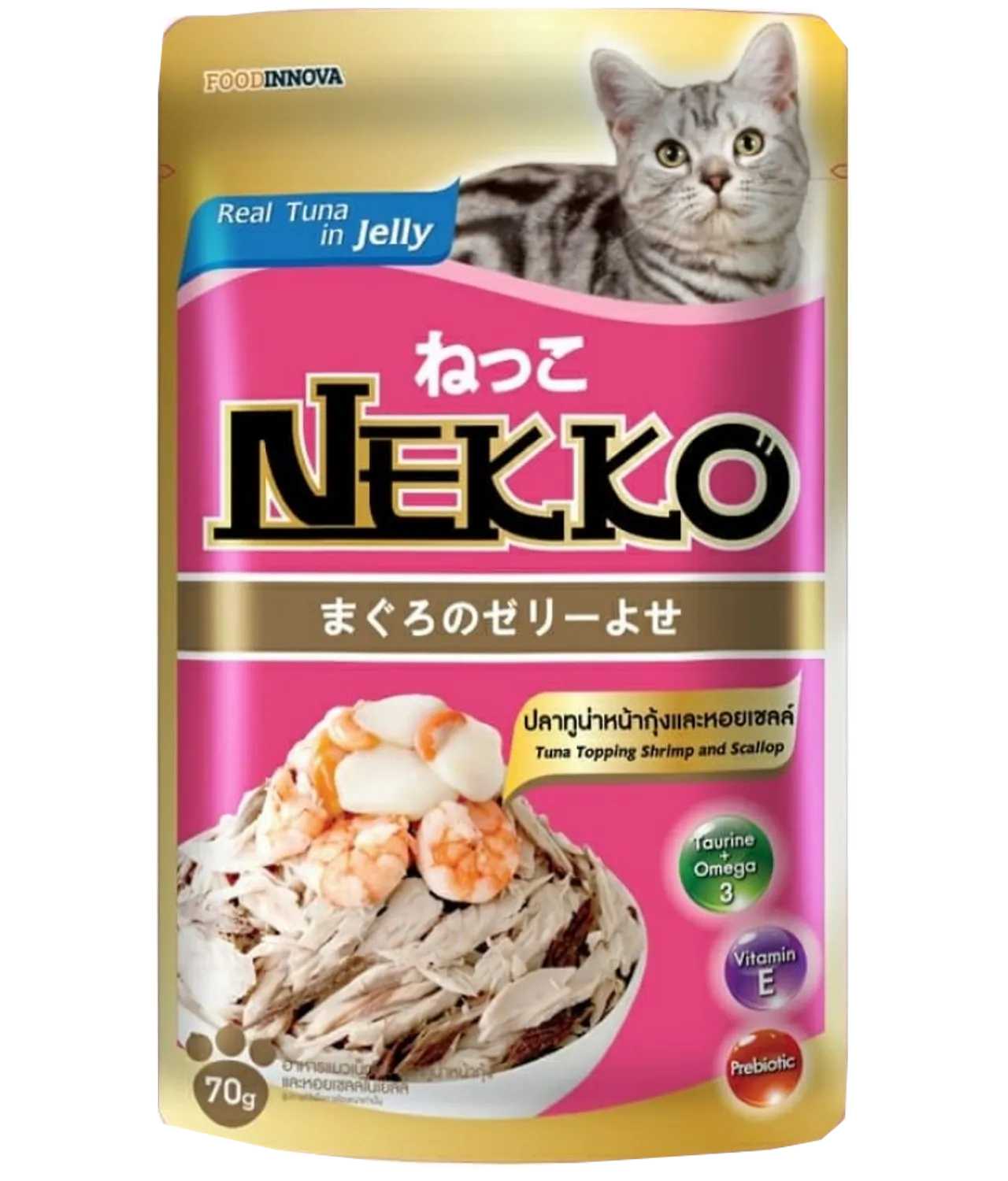 Nekko Tuna Topping Shrimp & Scallop in Jelly (Gravy) 70g